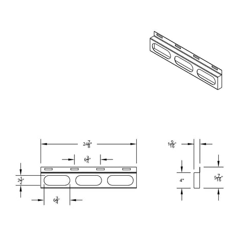 Stainless Top Mud Flap Bracket - 3 Oval Light Cutout (Each)