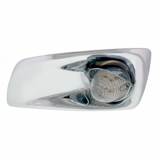 Fog Light Cover With 19 LED Beehive Light &amp; Visor For 2007-17 KW T660 (Driver) - Amber LED/ Clear Lens