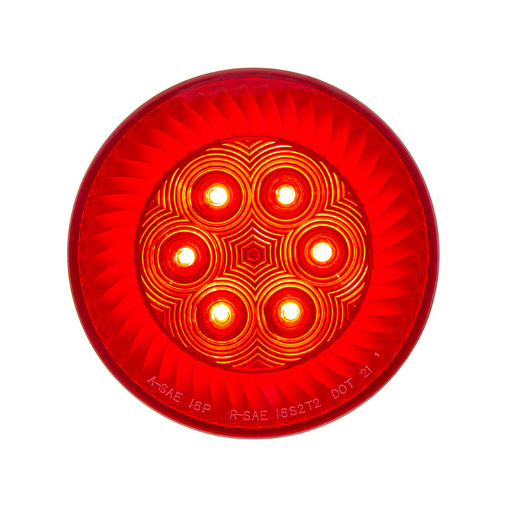 16 LED 4" Round Turbine Light (Stop, Turn &amp; Tail) - Red LED/Red Lens