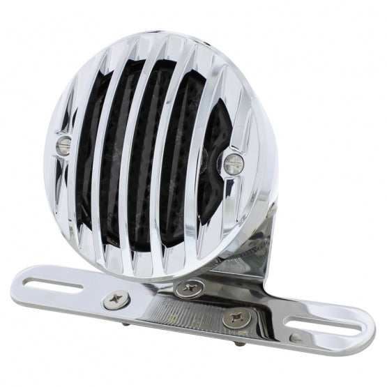 Motorcycle LED Rear Fender Tail Light With Chrome Grille Bezel - Smoke Lens
