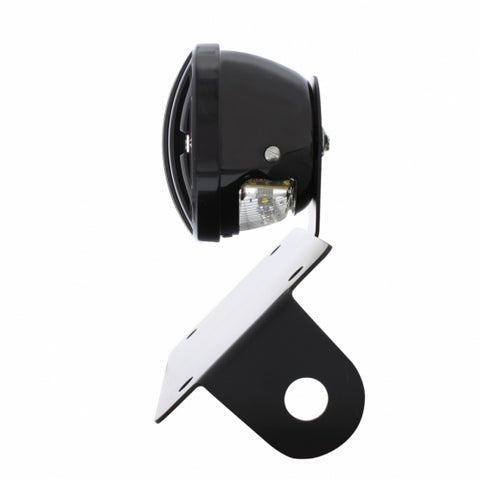 Motorcycle LED "Bobber" Style Horizontal Tail Light With Black Grille Bezel-Red Lens