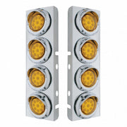 SS Front Air Cleaner Bracket With 8X 9 LED 2" Reflector Lights & Visors For Peterbilt -Amber LED & Lens