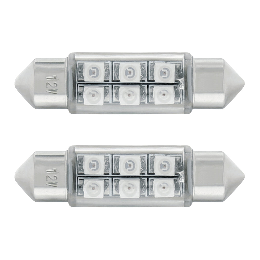 6 SMD High Power Micro LED 6418/6461-36mm Dome Light Bulb - Amber (2-Pack)