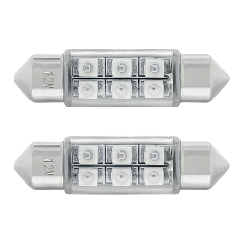 6 SMD High Power Micro LED 6418/6461-36mm Dome Light Bulb - Amber (2-Pack)