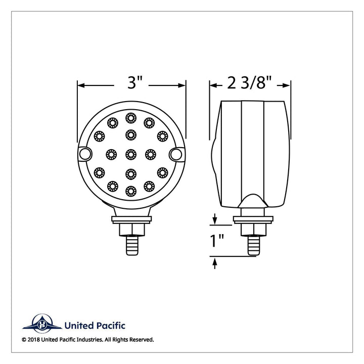 15 LED 3" Dual Function Reflector Single Face Light - Amber LED/Amber Lens