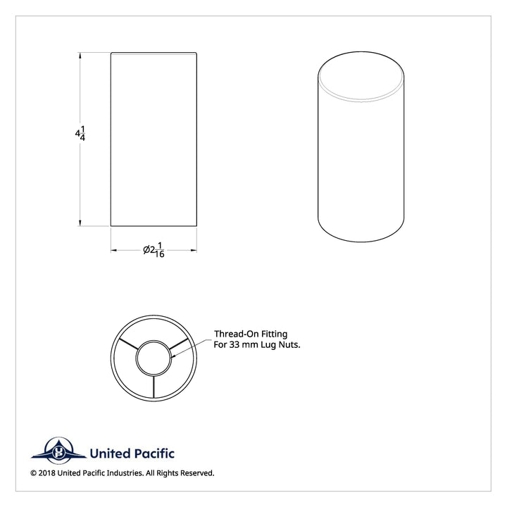 33mm x 4-1/4" Matte Black Tall Cylinder Nut Covers - Thread-On (60-Pack)