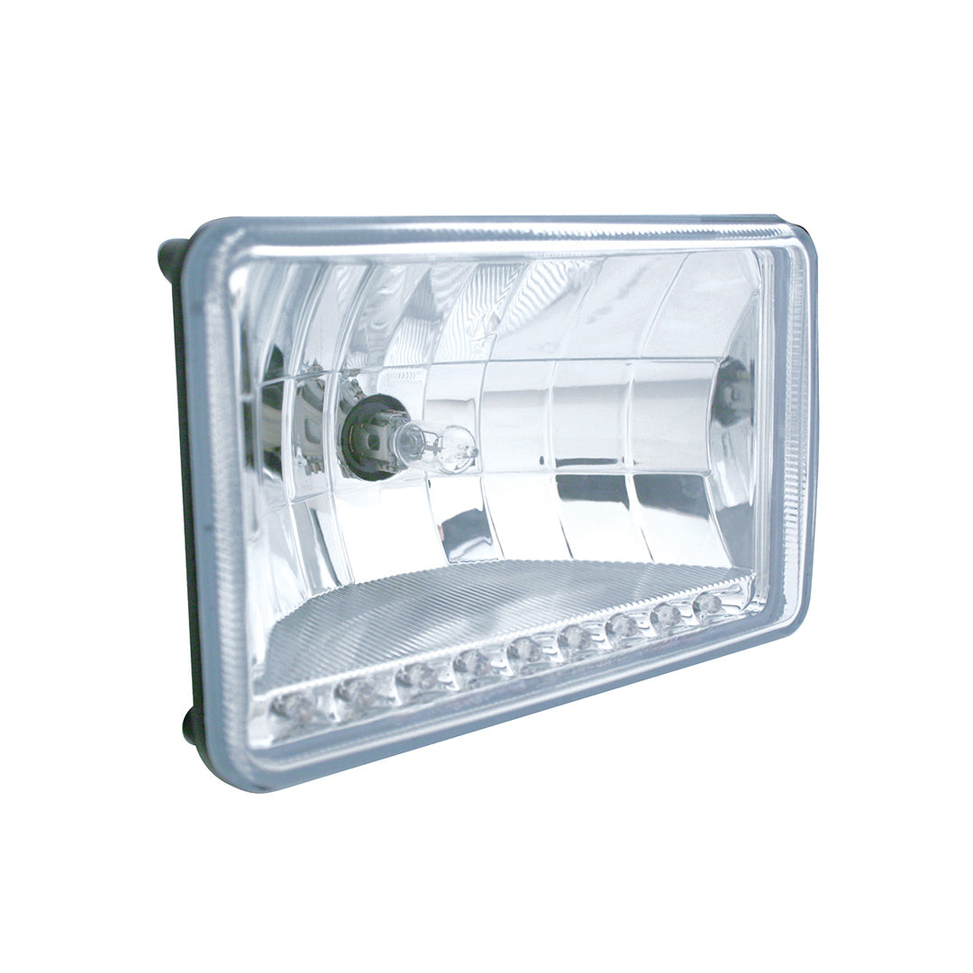 4" X 6" Crystal Headlight With 9 Amber LED Position Light - High Beam