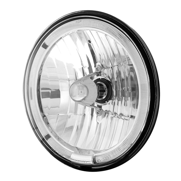 7" Crystal Headlight With White LED Halo Ring