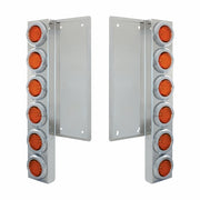 FL SS Front Air Cleaner Bracket W/12X 9 LED 2" Lights & Bezels -Amber LED & Lens