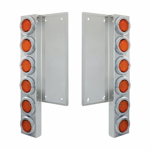 FL SS Front Air Cleaner Bracket W/12X 9 LED 2" Lights & Bezels -Amber LED & Lens