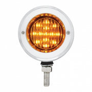 Stainless 2-1/2" Double Face Light With LED Lights & Bezels - Amber & Red LED/Amber & Red Lens