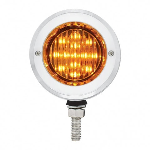 Stainless 2-1/2" Double Face Light With LED Lights & Bezels - Amber & Red LED/Amber & Red Lens