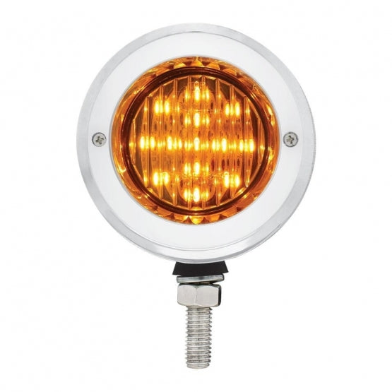 Stainless 2-1/2" Double Face Light With LED Lights & Bezels - Amber & Red LED/Amber & Red Lens