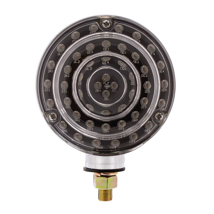 88 LED Single Stud Double Face Turn Signal Light - Amber &amp; Red LED/Clear Lens