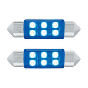 6 SMD High Power Micro LED 6418/6461-36mm Dome Light Bulb - Blue (2-Pack)