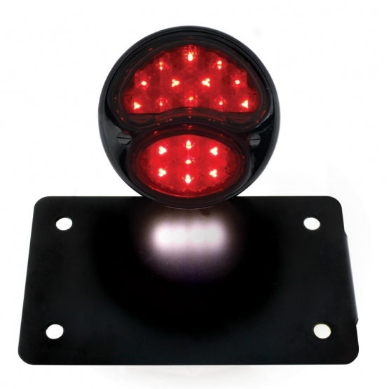 Black 1928 Ford Model A Style LED Tail Light Assembly With Horizontal Mounting Bracket For Motorcycle
