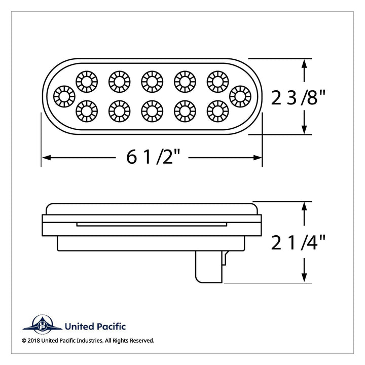 12 LED 6" Oval Reflector Light Kit (Stop, Turn &amp; Tail) - Red LED/Red Lens