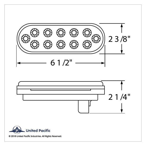 12 LED 6" Oval Reflector Light Kit (Stop, Turn & Tail) - Red LED/Red Lens
