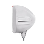 Stainless Steel Bullet Embossed Stripe Headlight H4 With Amber LED & Dual Mode LED Signal - Amber Lens