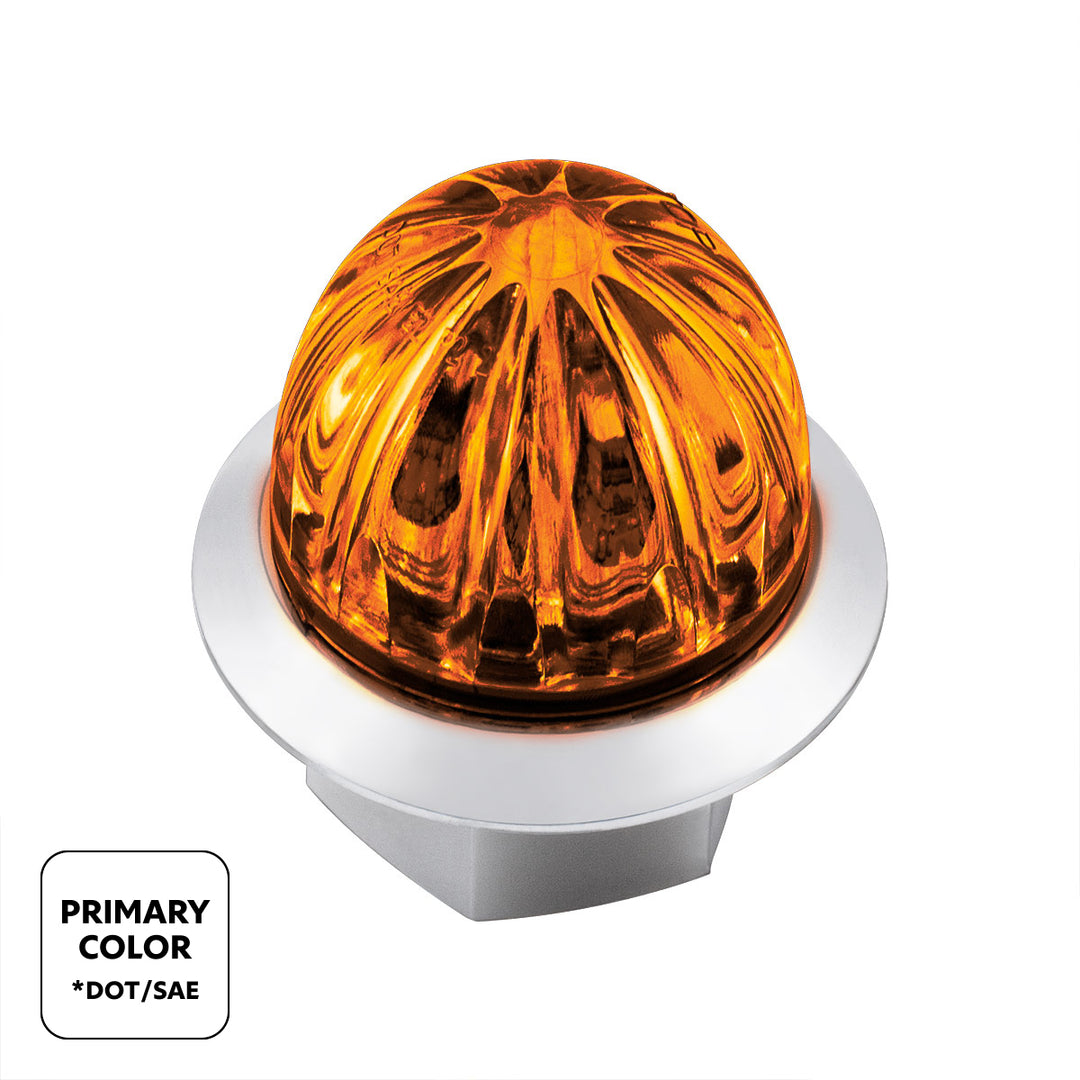 4 LED 3/4" Mini Watermelon Double Fury Light With Clear Lens (Clearance/Marker) - Amber &amp; Green LED