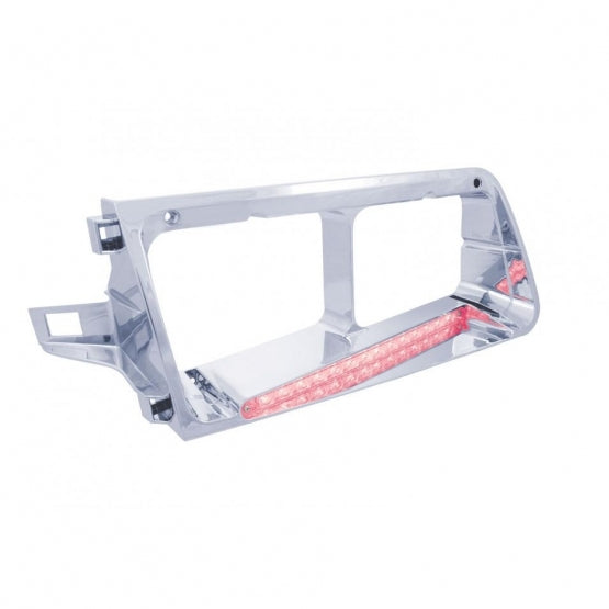 14 LED Headlight Bezel For 1989-2009 Freightliner FLD - Driver - Red LED/Clear Lens