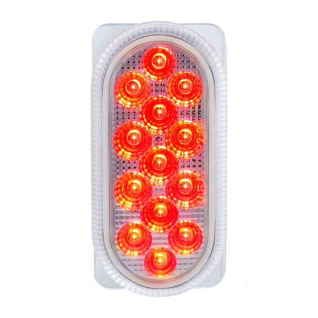 26 LED Dual Function Reflector Double Face Oval Light With SS Bracket - Amber & Red LED/Clear Lens