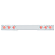 Stainless 1 Piece Rear Light Bar With 6X 36 LED 4" Lights & Visors - Red LED/Clear Lens