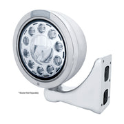 Stainless Bullet Classic Headlight 11 LED Bulb With Dual Mode LED Signal - Clear Lens