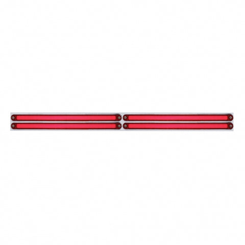Chrome Top Mud Flap Plate With Four 24 LED 12" GloLight Bars - Red LED/Red Lens (Each)
