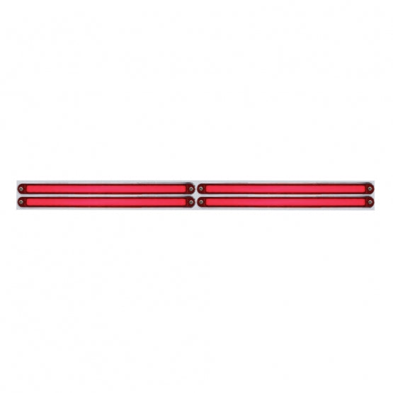 Chrome Top Mud Flap Plate With Four 24 LED 12" GloLight Bars - Red LED/Red Lens (Each)