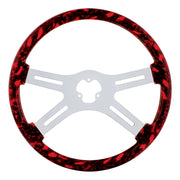 18" Skull Steering Wheel Only With Hydro-Dip Finish Wood - Red