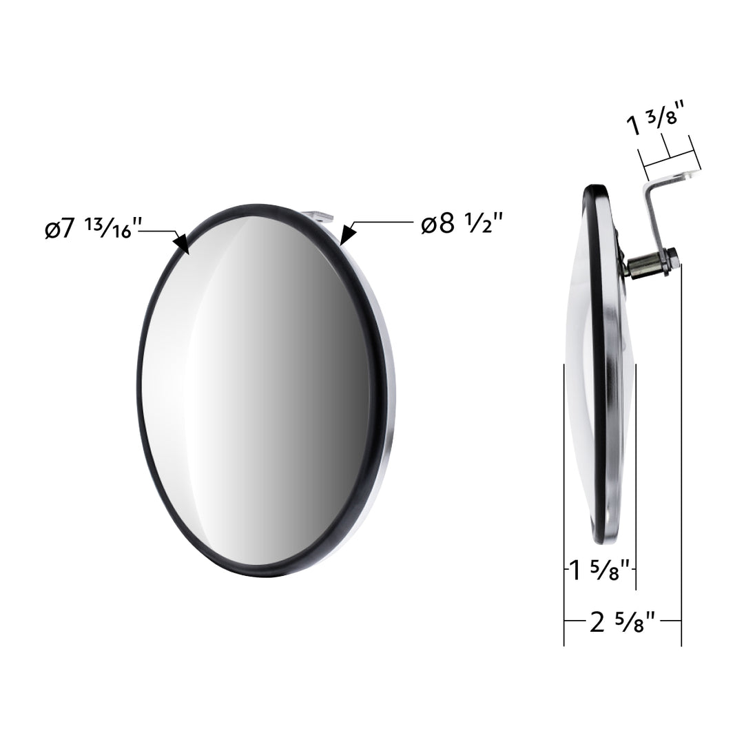 8-1/2" 430 Stainless Steel 320R Convex Mirror - Offset Mounting Stud