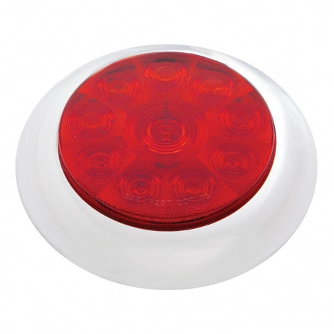 10 LED 4" Round Light With Bezel (Stop, Turn & Tail) - Red LED/Red Lens