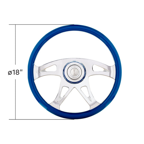 18" Boss Steering Wheel With Color Matching Horn Bezel - Electric Blue