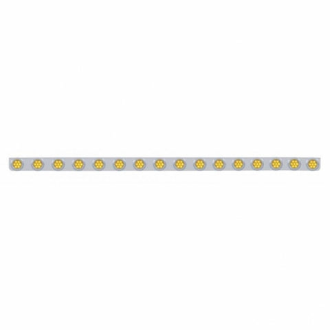 79-1/2" SS Bumper Light Bracket With 16X 7 LED 2" Reflector Lights & Bezels -Amber LED & Lens