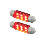 6 SMD High Power Micro LED 6418/6461-36mm Dome Light Bulb - Red (2-Pack)