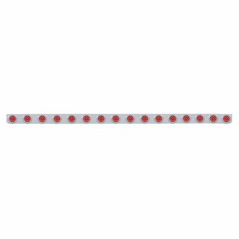 79-1/2" Stainless Bumper Light Bracket With 16X 9 LED 2" Lights & Bezels - Red LED/Red Lens