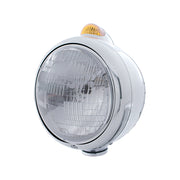 Stainless Steel Guide 682-C Headlight H6024 & Dual Mode LED Signal - Amber Lens