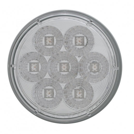 7 LED 4" Round Reflector Light (Stop, Turn &amp; Tail) - Red LED/Clear Lens