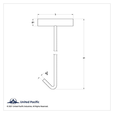 Chrome 31" Long Fifth Wheel Pin Puller, J-Hook (Each)