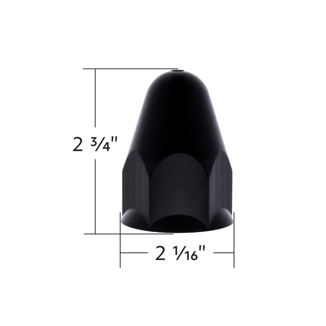 1-1/2" X 2-3/4" Matte Black Painted Plastic Bullet Nut Covers - Push-On (Color Box of 20)