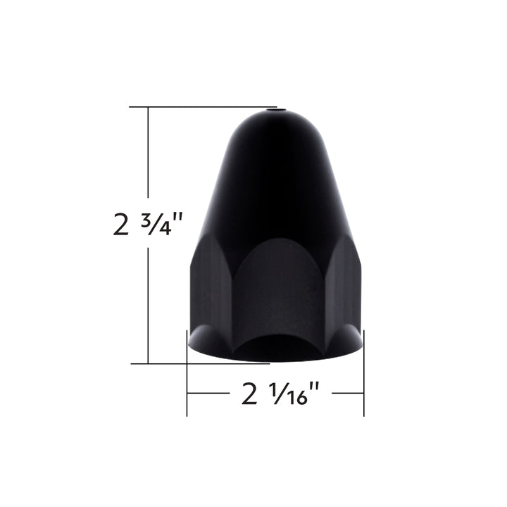 1-1/2" X 2-3/4" Matte Black Painted Plastic Bullet Nut Covers - Push-On (Color Box of 20)