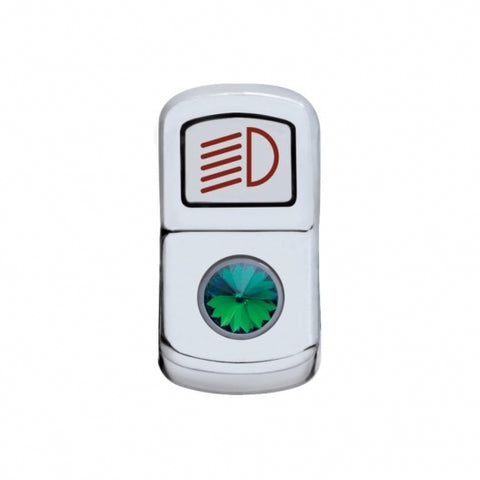 "Headlight" Rocker Switch Cover With Green Crystal