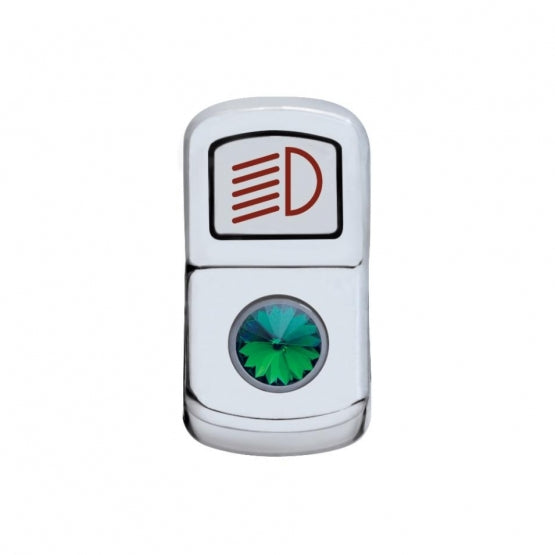 "Headlight" Rocker Switch Cover With Green Crystal