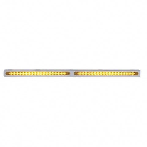 25-5/16" Stainless Light Bracket With 2X 19 LED 12" Light Bars - Amber LED/Amber Lens