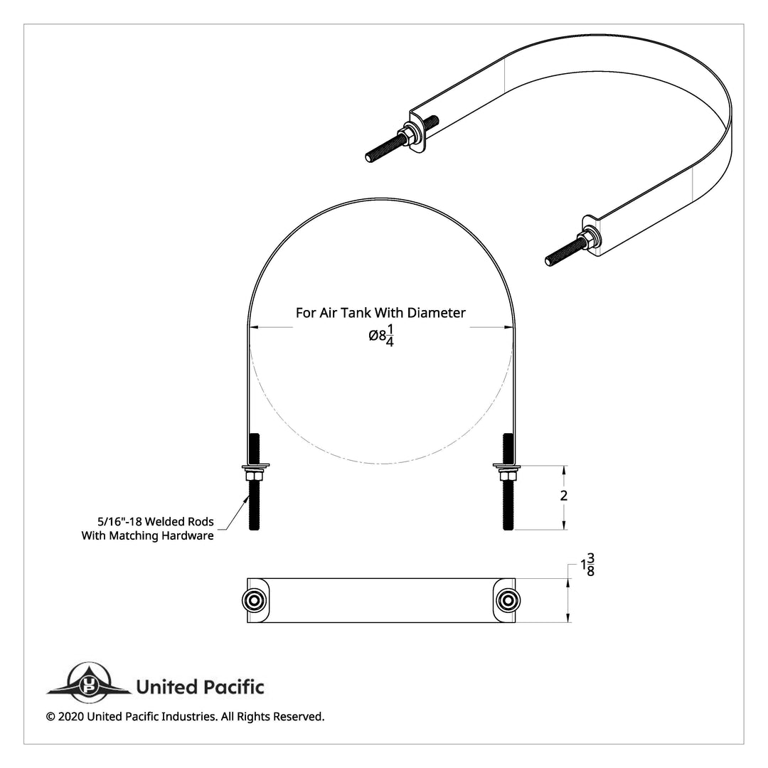 304 Stainless Steel Air Tank Straps For 8-1/4" Round Air Tank (Card of 2)