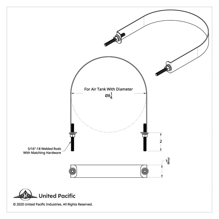 304 Stainless Steel Air Tank Straps For 8-1/4" Round Air Tank (Card of 2)