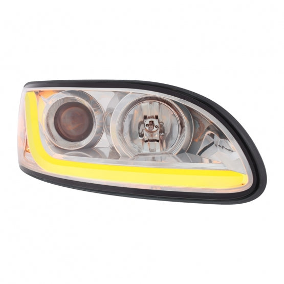 Chrome Projection Headlight W/LED Dual Function Light Bar For PB 386 (2005-2015) & 387 (1999-2010) - Passenger