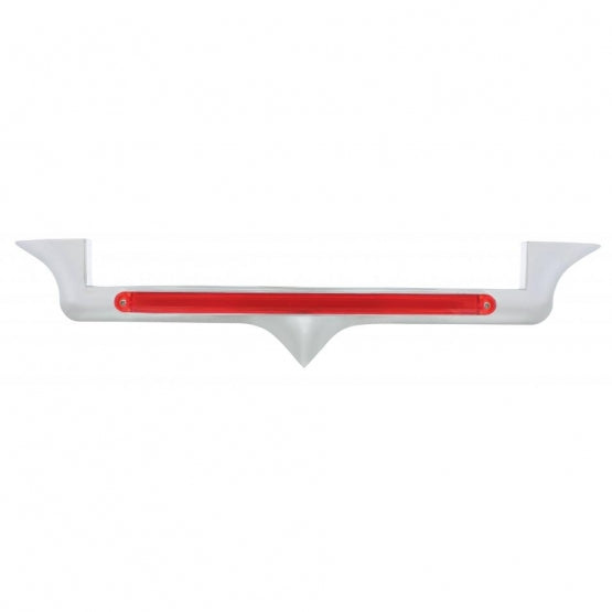 Chrome Hood Emblem Trim With 24 LED GloLight Bar For Kenworth - Red LED/Red Lens
