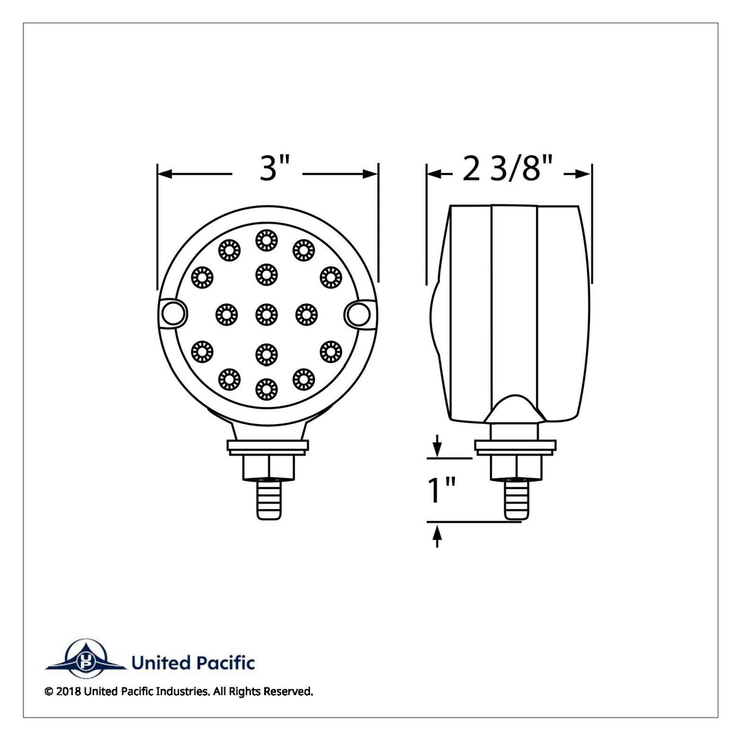 15 LED 3" Dual Function Reflector Single Face Light - Red LED/Clear Lens